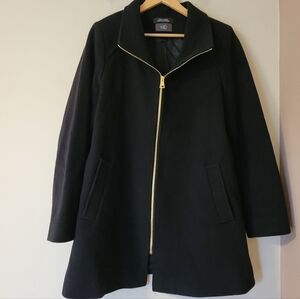 HiSo Women's Cashmere Wool Blend Black Winter Jacket Coat Canada Designer Sz 12